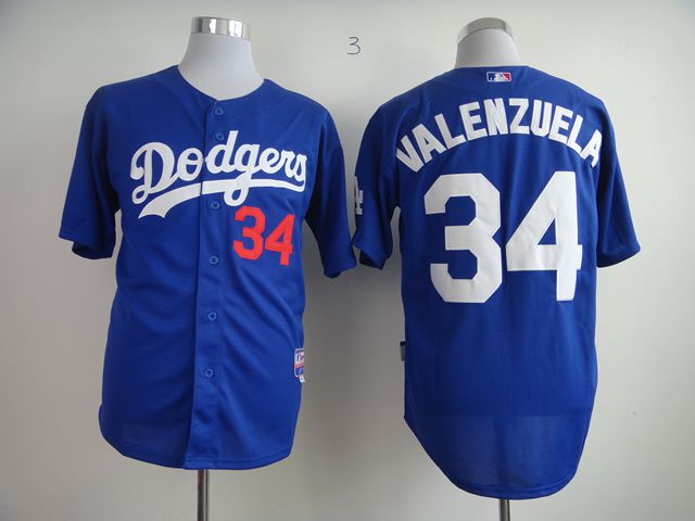 Men Los Angeles Dodgers #34 Valenzuela Blue MLB Jerseys